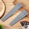 WORTHBUY Steel Titanium Chopsticks Non-Slip Chinese Chopsticks Reusable Tableware Heat-Resistant Sushi Sticks Kitchen Cutlery