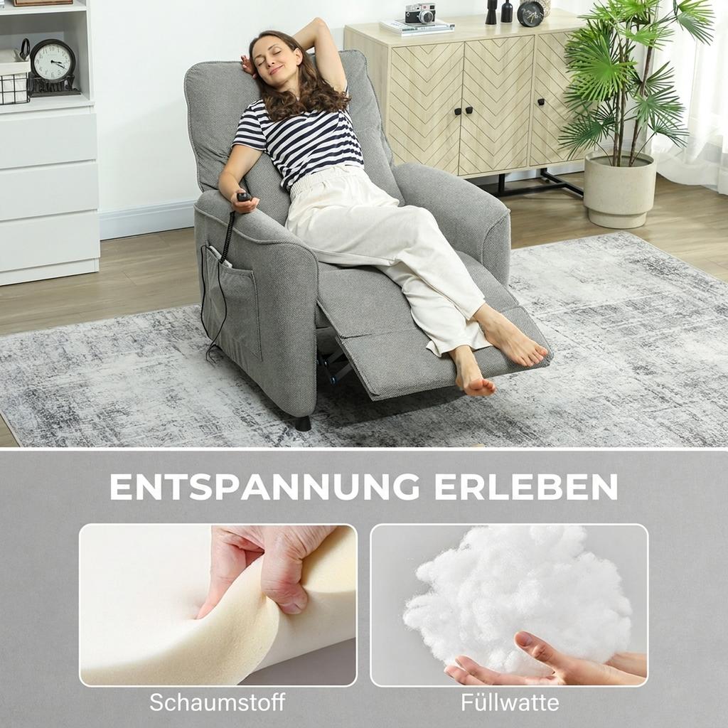 Recliner TV Chair Electric with Reclining Function, Heating, Vibration Massage