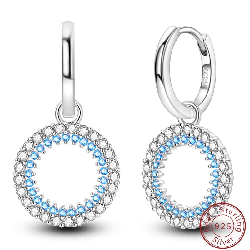 Women's Romantic 925 Silver Snowflake Star Shining Zircon Christmas Winter Earrings Fit Wedding Party Exquisite Jewelry