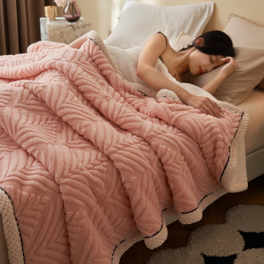 Тяжелое коралловое флисовое одеяло, двухслойное, плюшевое, теплое для осенне-зимнего периода, модное, полосатое, в клетку, из тафты, для дивана, для сна