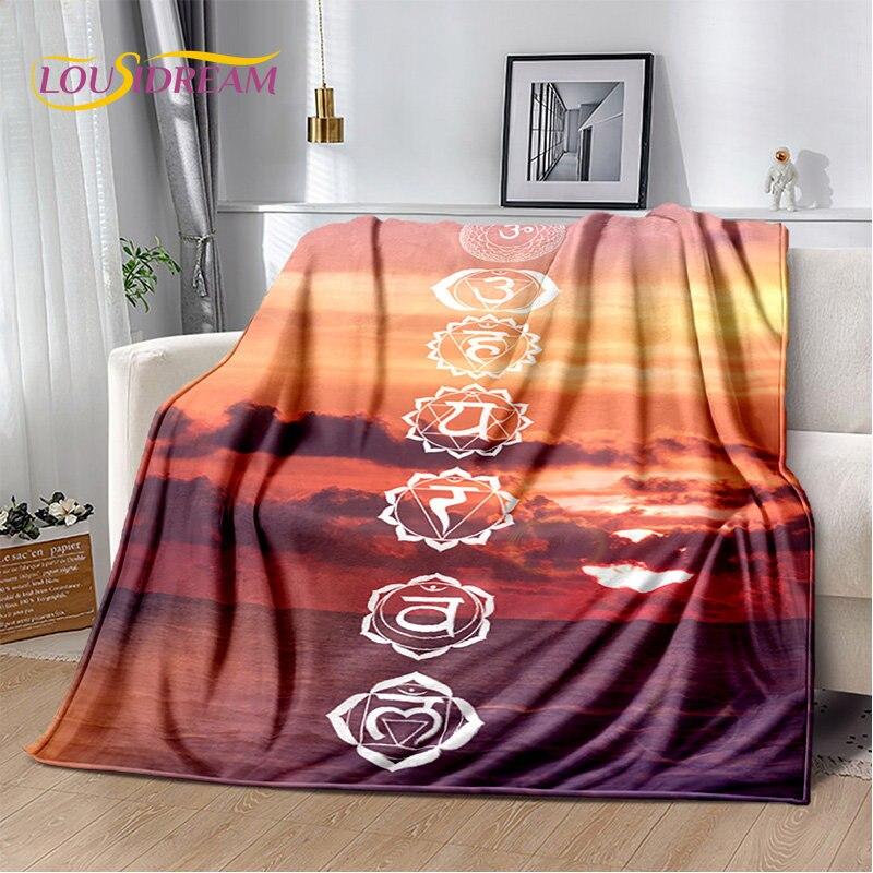 Мягкое плюшевое одеяло Rainbow 7 Chakra Mandala Bohemia, фланелевое одеяло, покрывало для гостиной, спальни, кровати, дивана, чехла для пикника