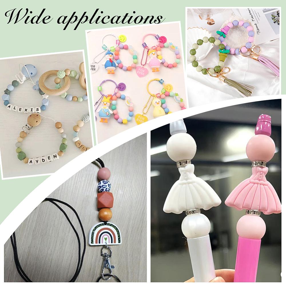 1set DIY Jewelry Making Kit Including Silicone Beads PU Imitation Leather Big Tassel Pendants Nylon Thread Nylon String Mixed Color 6~109x1~25x1~9mm