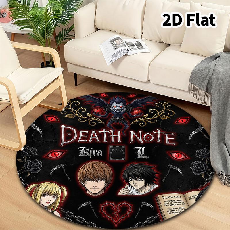 Death Note Round Area Rug Carpet Rug For Living Room Bedroom Sofa Playroom Decor Nonslip Floor Mat