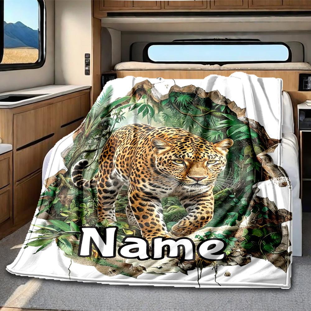 Jungle Adventure Leopard Rv Blanket Comfortable Soft Lightweight Multiseasonal Blanket For Travel Camping Picnics Sofas Rvs Beds Living Rooms And