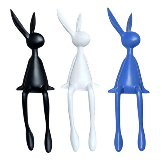 Статуэтка сидящего кролика, длинноногого кролика, смоляная статуэтка, скульптура животного, домашний офис, книжная полка, настольное пасхальное украшение, орнамент