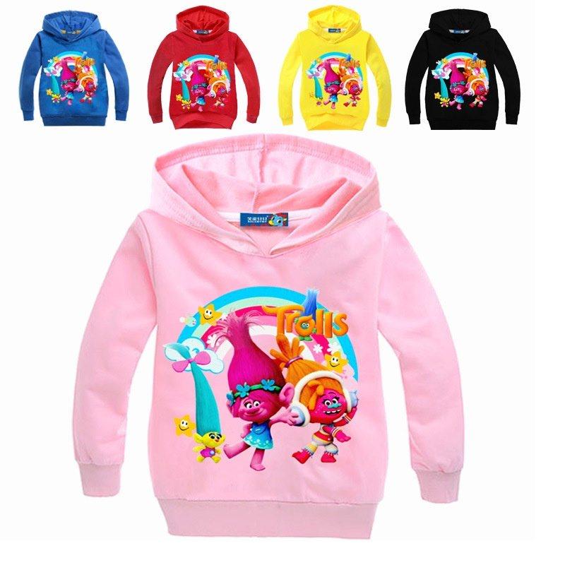 Kids Trolls Print Hoodie Cotton Pullovers Coat Jacket Gift Yrs