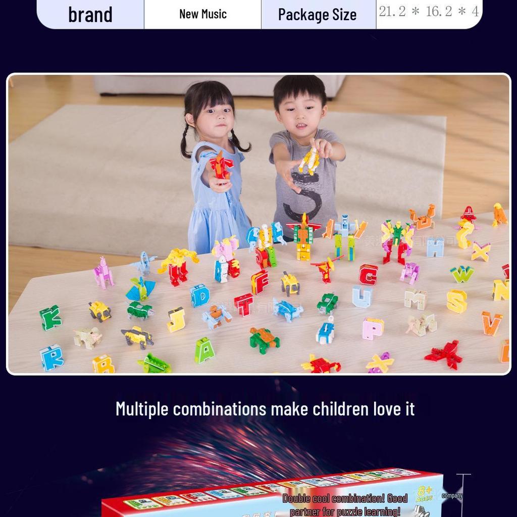 Gudi 26 Alphabet Dinosaur Transforming Building Blocks for Boys - Educational Animal Toys and Gifts