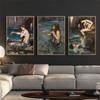 Ocean Woman Mermaid Painting Classic Vintage Art Canvas Print Posters Color Sea Pictures for Living Room Home Wall Decor Cuadros