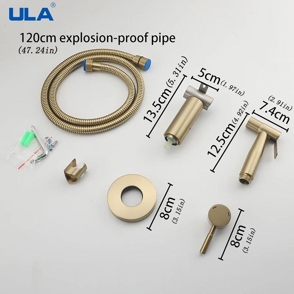 ULA портативный смеситель для биде, матовый золотой смеситель для унитаза и биде, смеситель для горячей и холодной воды, ванная комната, клапан Shattaf, струйный набор из нержавеющей стали