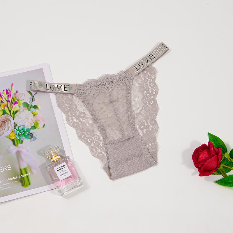 Горячие бриллиантовые сексуальные кружевные трусики-стринги с двойным поясом, бриллиантовые украшения, горячие простые дышащие полые легкие трусики-бикини