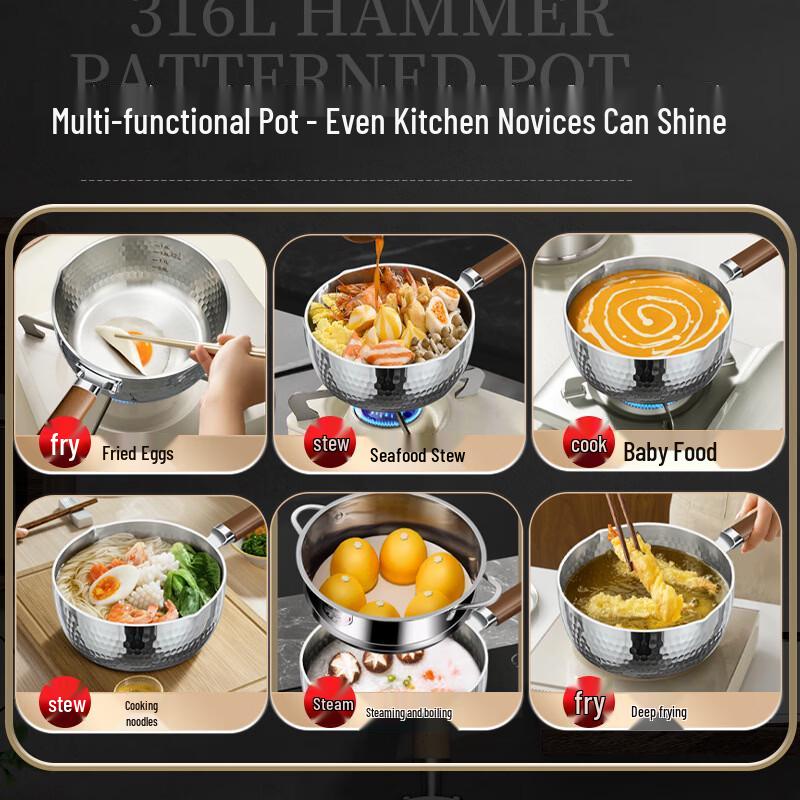 Wutuo 24cm 316L Stainless Steel Yukihira Pot & Steamer Set