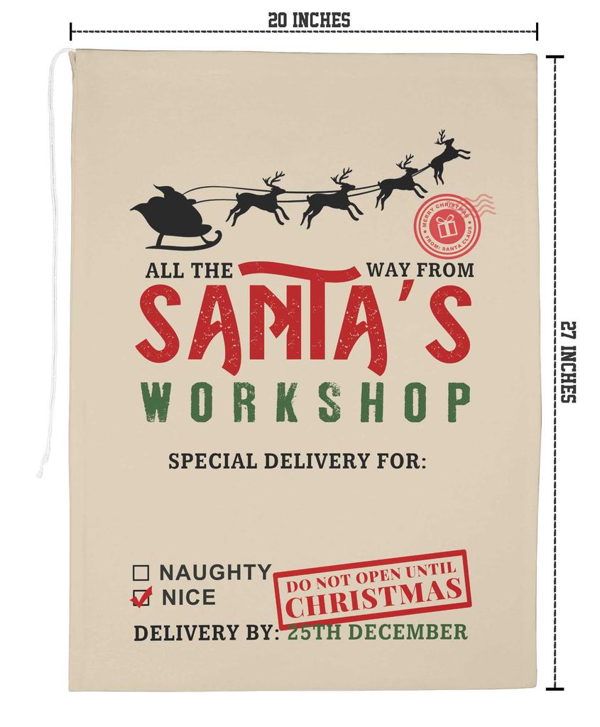Printtoo Упаковка из 2 шт., сумки для хранения рождественских подарков, большой подарочный мешок Санты с завязкой на рождественской вечеринке 27x20 дюймов