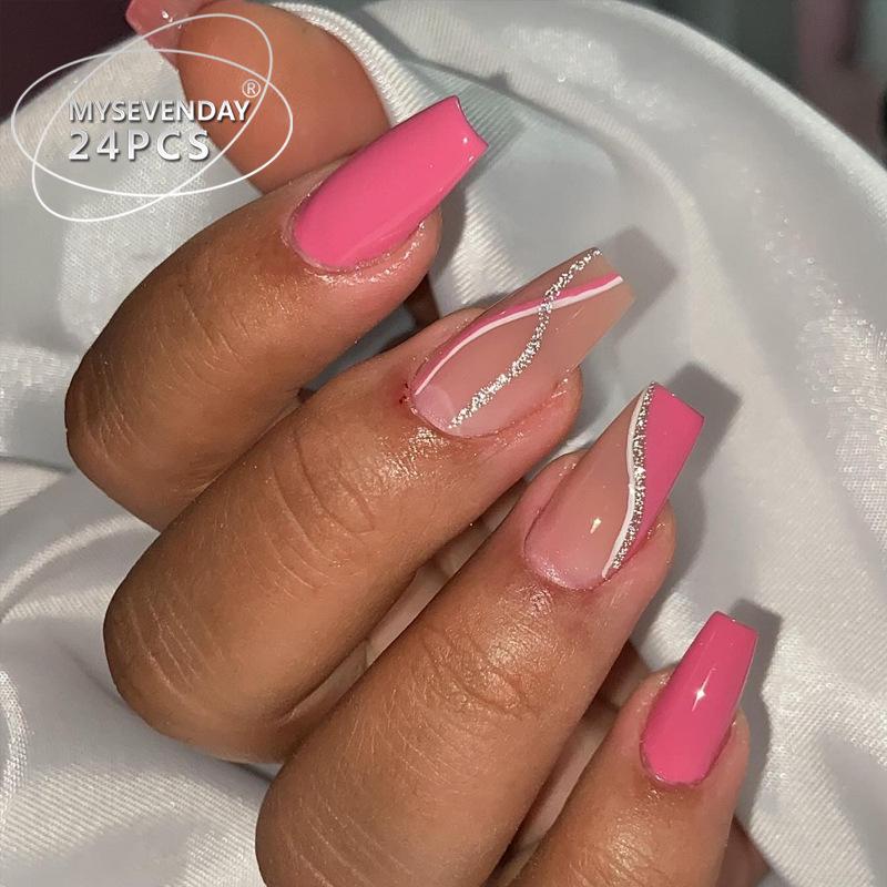 Европейские и американские градиентные персиковые балетные типсы для коротких ногтей