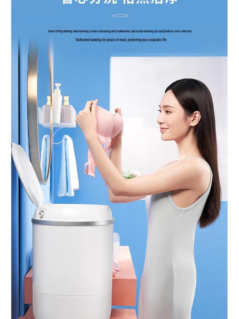 Компактная полуавтоматическая мини-стиральная машина с синим светом и функцией отжима