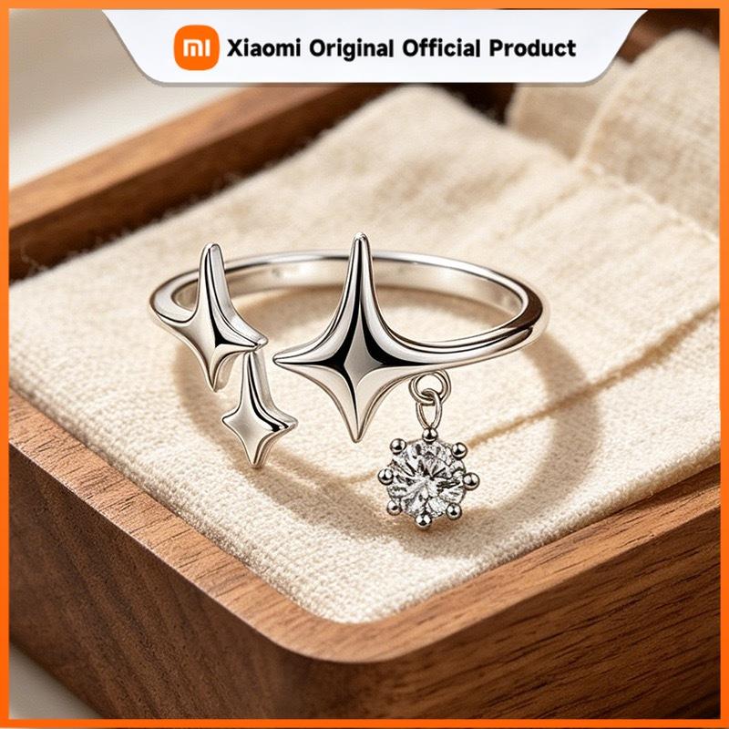 Xiaomi BF CLUB 925 Sterling Silver Ring For Women Jewelry Vingtage Stars CZ Vintage Handmade Ring Allergy For Party Birthday Gift