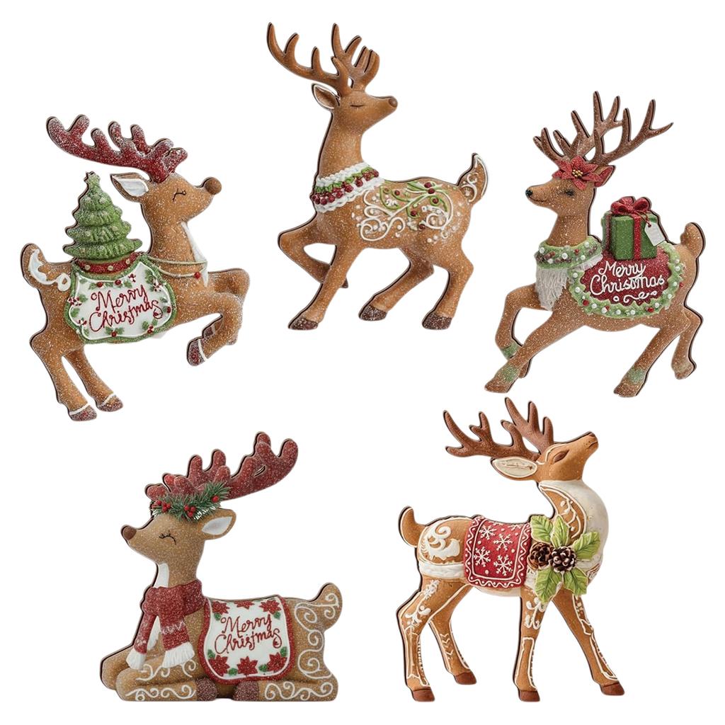 Gingerbread Wooden Christmas Tabletop Decor Vintage Nutcracker Holiday Nativity Scene Figurine Display Set