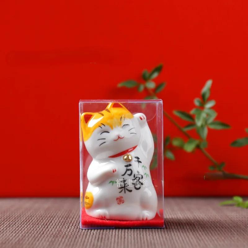 3D Статуэтка Счастливой Кошки Япония Мультяшная Манеки Неко Модель Животного Миниатюры Декор для Дома, Автомобиля, Отеля, Ресторана Настольное Украшение 1/2 шт.