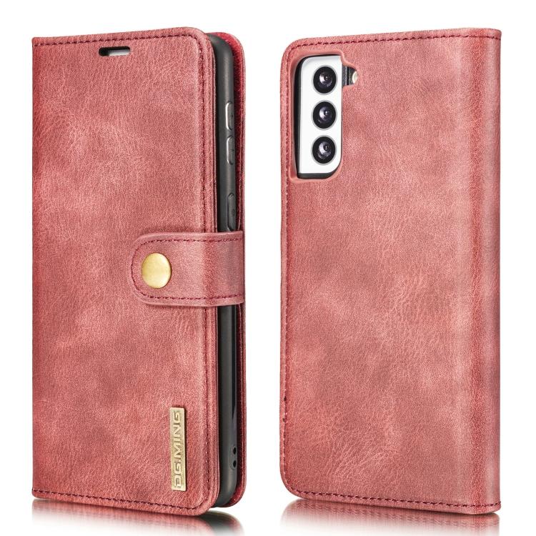 Для Samsung Galaxy S21 5G DG.MING Кожаный чехол-книжка с текстурой Crazy Horse, съемный, на магнитах, с подставкой, слотами для карт и кошельком