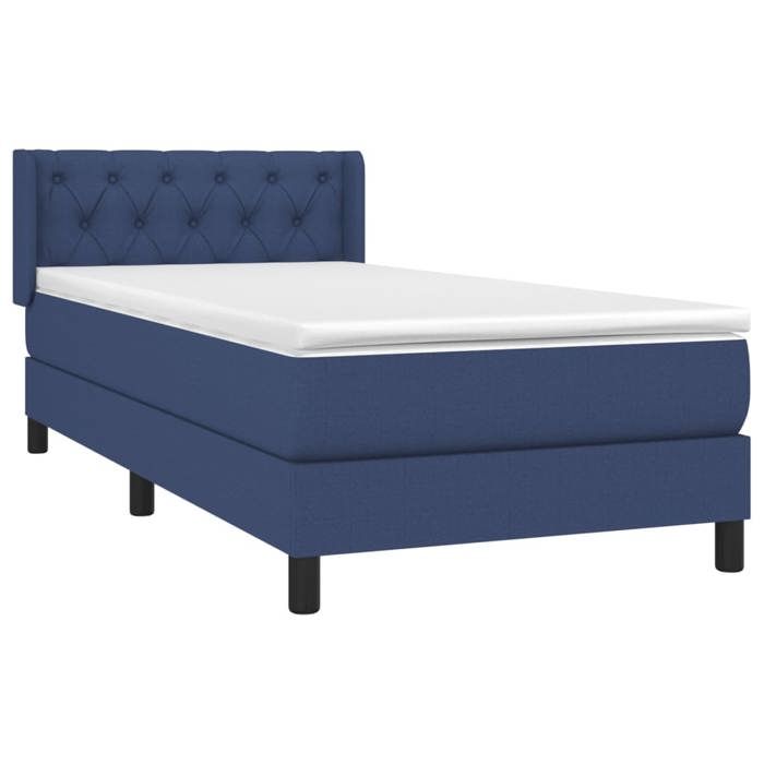 Lit avec matelas - Maison Exclusive - 80x200 cm - Tête de lit réglable - Tissu bleu - 2 places