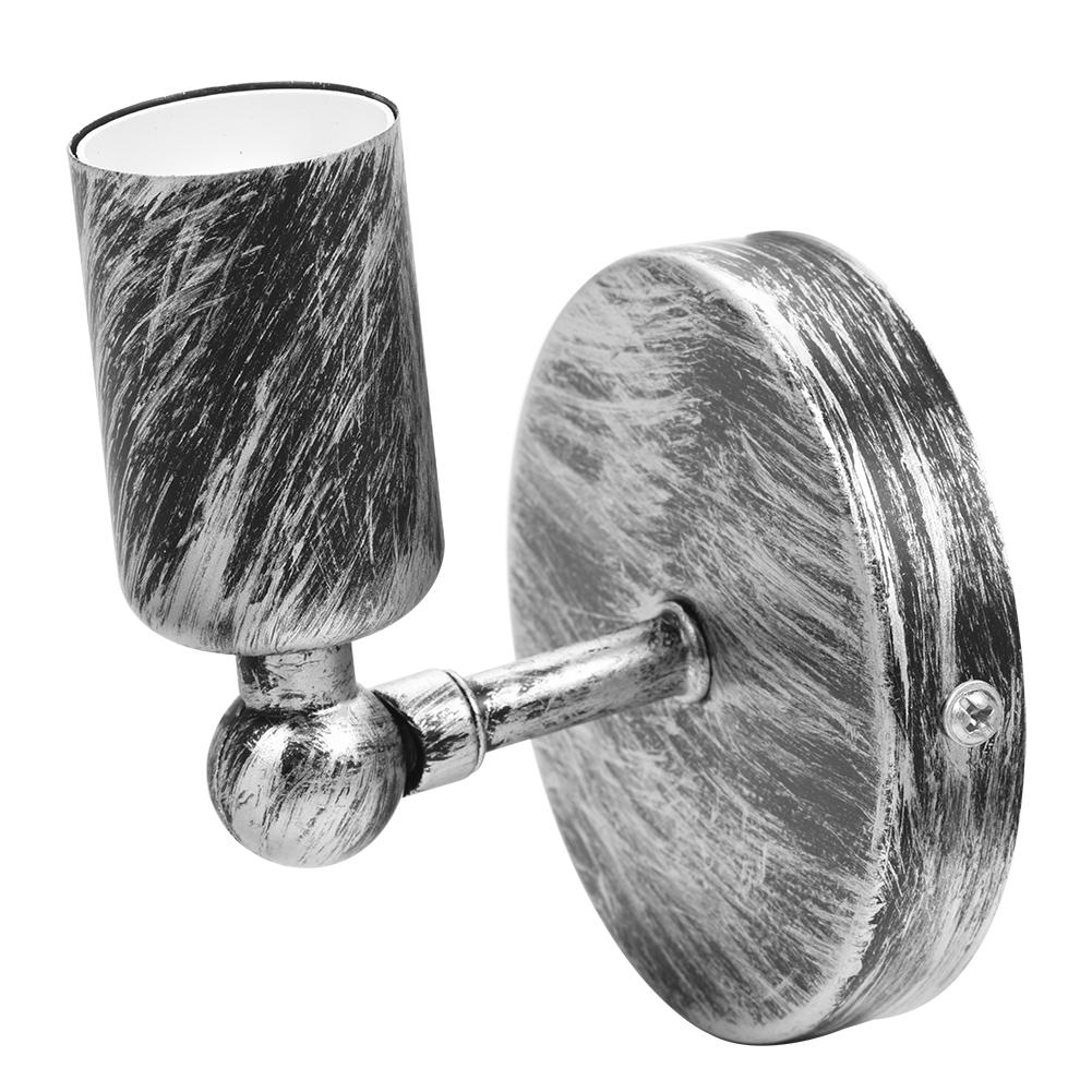 Настенный светильник в стиле ретро для бара, кофейни, коридора, держатель лампы с цоколем E27(Серебряный)