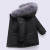 Winter Boys White Down Jacket Coat Baby Fur Collar Hooded CottonThicken Warm Soild Color Jacket For Children's Outwear Kids Clothes