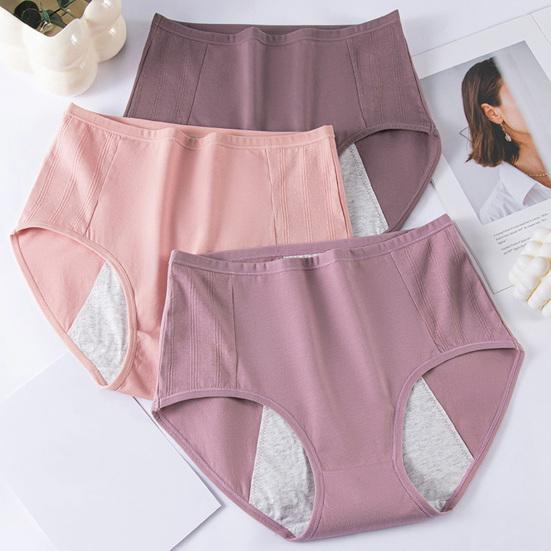 Женские трусики однотонные, большого размера, мягкие, с высокой талией, бесшовные, эластичные, непромокаемые, для менструации
