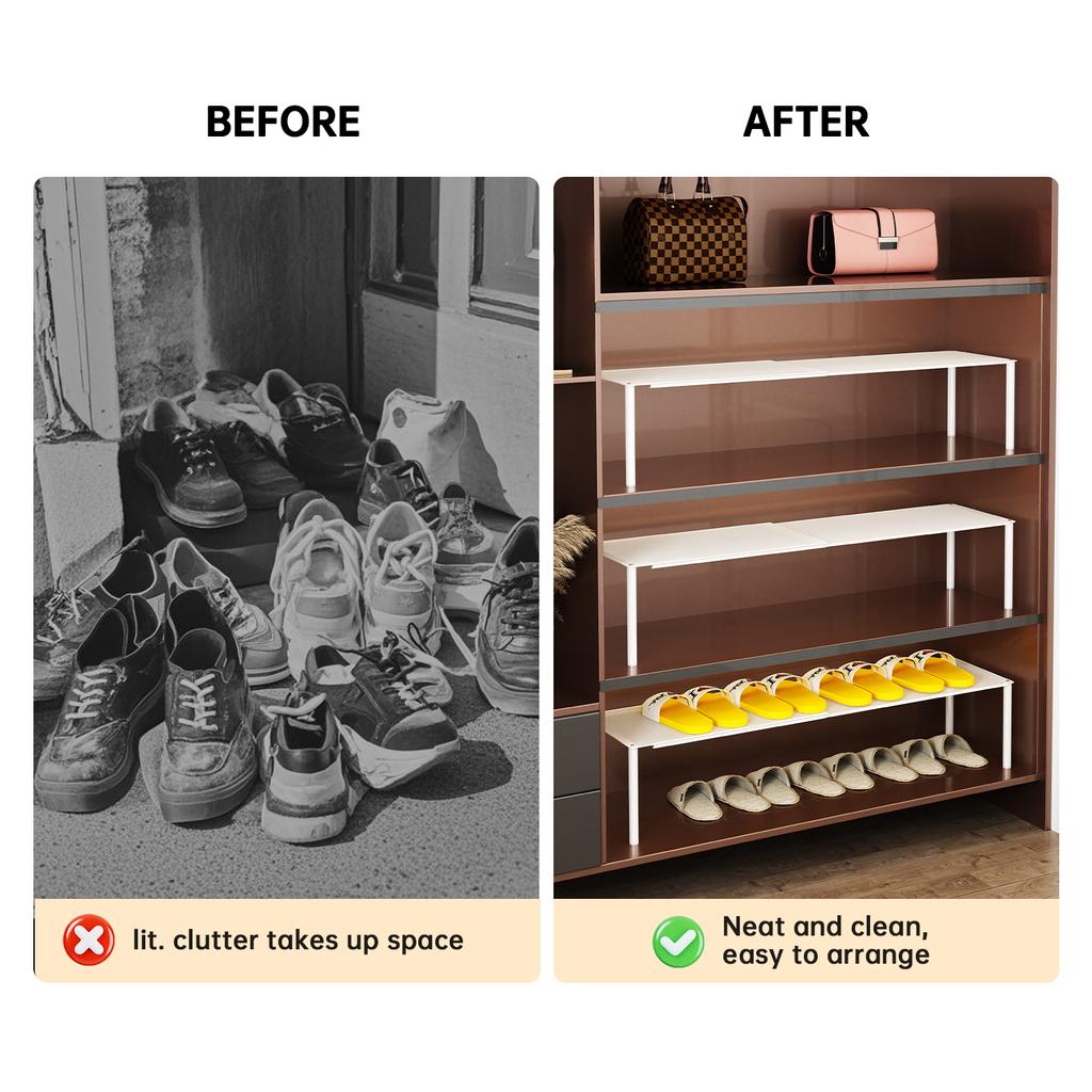 Shoe Cabinet Storage Organizer, Space-Saving Shoe Rack, Shoe Holder, Adjustable and Extendable Divider Inside the Cabinet