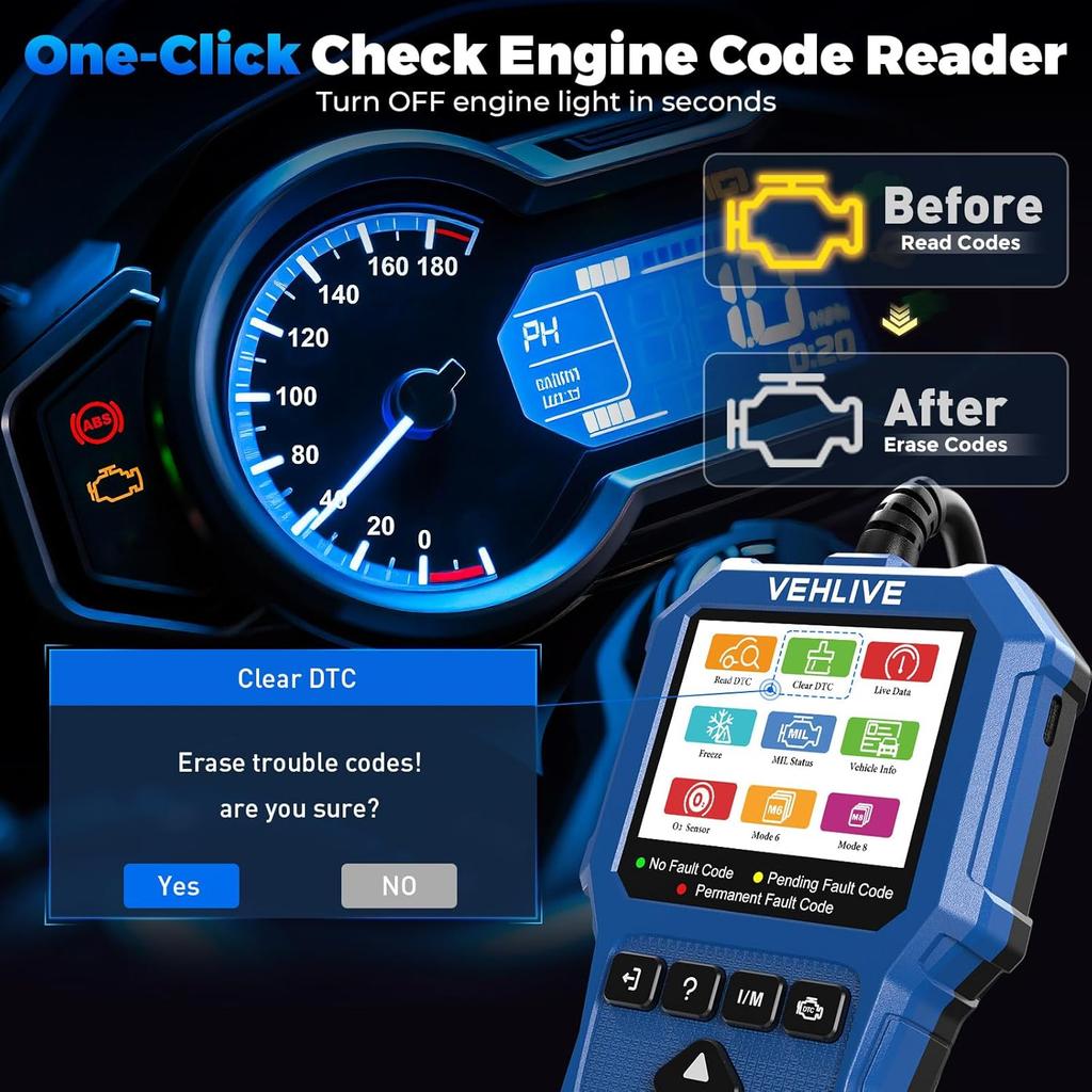 Диагностический измерительный инструмент для системы мотоцикла, Moto OBD2 сканер с тестом напряжения, Считыватель кодов неисправностей мотоцикла с функцией быстрого тестирования, Совместим для