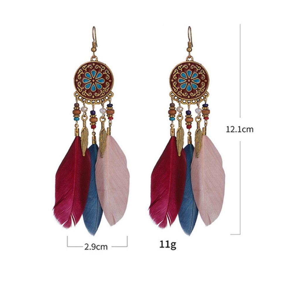 Zinc Zinc Zinc Alloy Bohemian Feather Dangle Earrings Bohemia Style Boho Drop Earrings  Girl