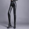 Весенне-осенние леггинсы-карандаш, женские бархатные женские сексуальные узкие узкие брюки из искусственной кожи, однобортные брюки, эластичные тонкие брюки с высокой талией