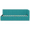 L shaped bed frame with headboard turquoise 80 cm x 200 cm velvet