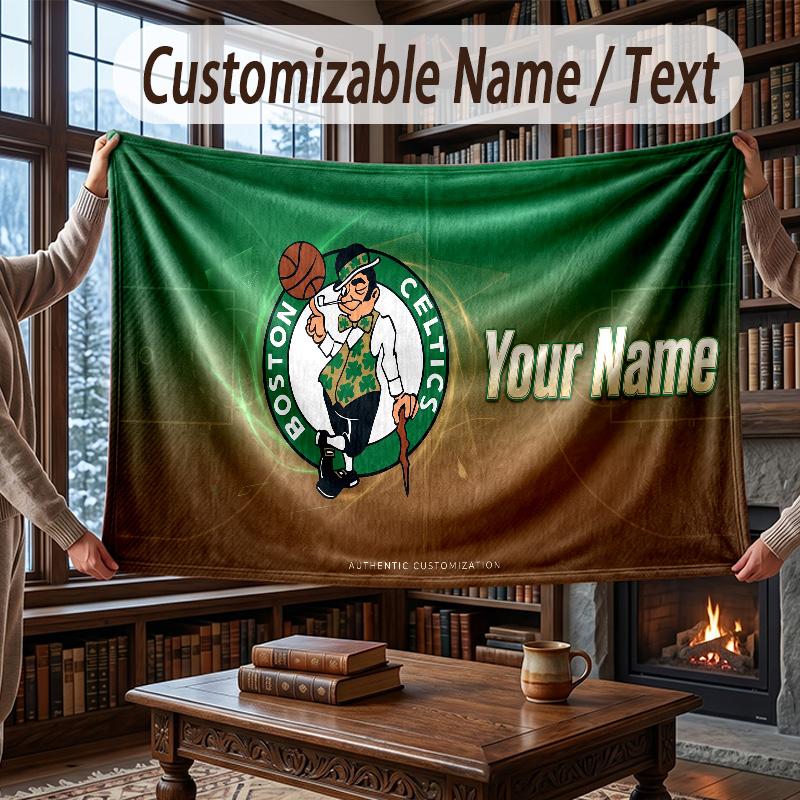 Custom Name Flannel Throw Blanket Celtic FC Pattern Warm Home Decoration