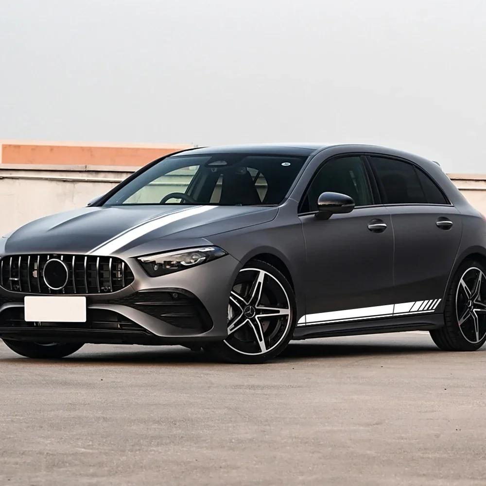 Наклейка на капот автомобиля Боковые полосы Наклейка на порог Для Mercedes Benz A-Class A45S W177 V177 A35 A45 W176 AMG Декоративные аксессуары Сделай сам