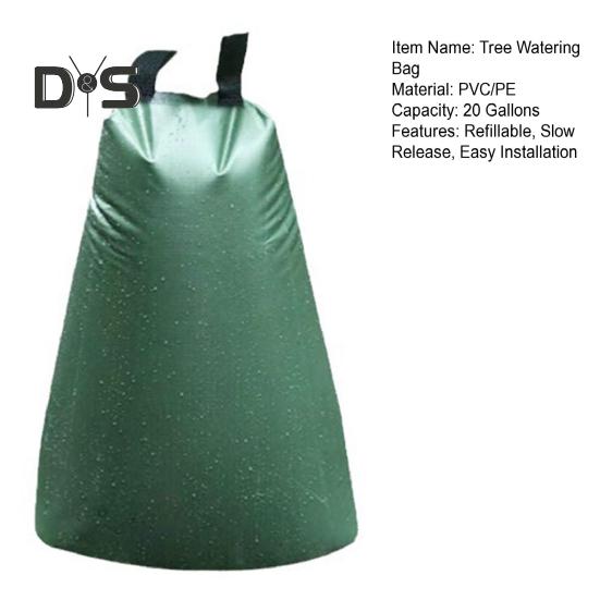 Мешок для полива деревьев, 20 галлонов, многоразовый мешок для капельного орошения с застежкой-молнией, медленно высвобождение воды, мешки для полива деревьев, глубокое нацеливание на корни