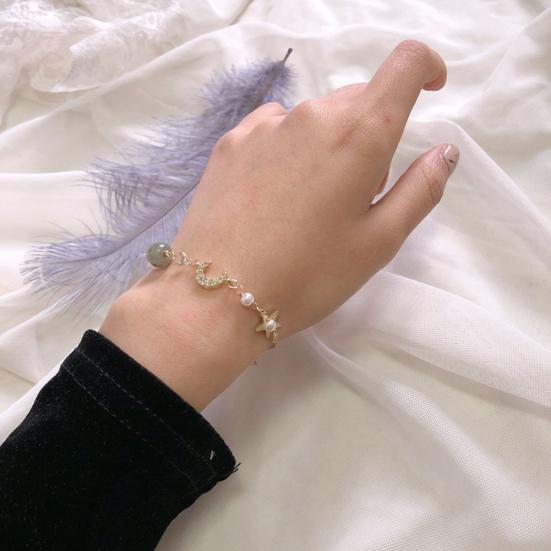 Женский браслет со стразами, звездой и луной, из бисера, браслет-цепочка, ювелирный подарок