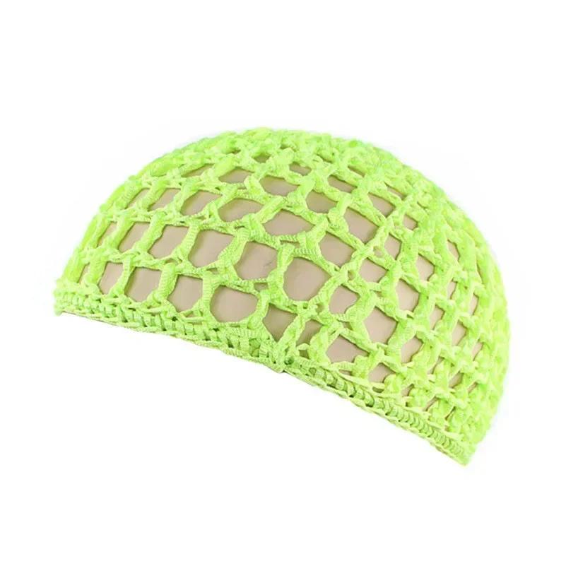 1pc Mesh Crochet Beanies Hat,Solid Color Crocheted Thick Short Hair Net Caps for Night Sleeping Hair Accessories,beach,bathing