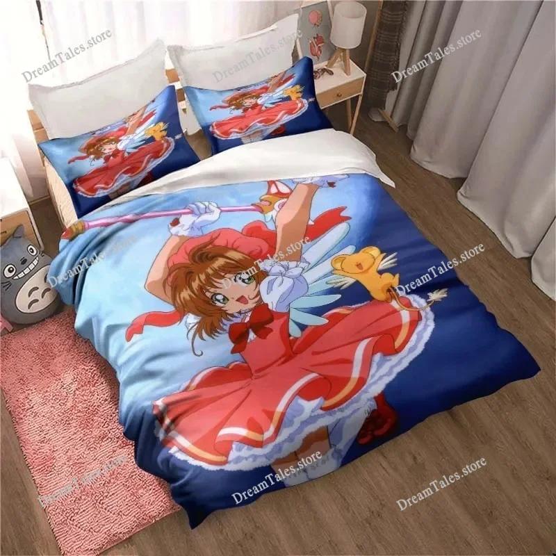 Набор постельного белья Cardcaptor Sakura Односпальный Полуторный Двуспальный Евро-размер Кинг-сайз Набор для спальни Взрослых Детей Пододеяльник Комплекты Простыня Комплект