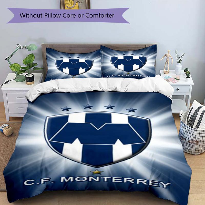 C.F.Monterrey Football Crest Art Printed Pattern Duvet Cover Set – includes 1 duvet cover and 2 matching pillowcases Bedroom decor Christmas gifts