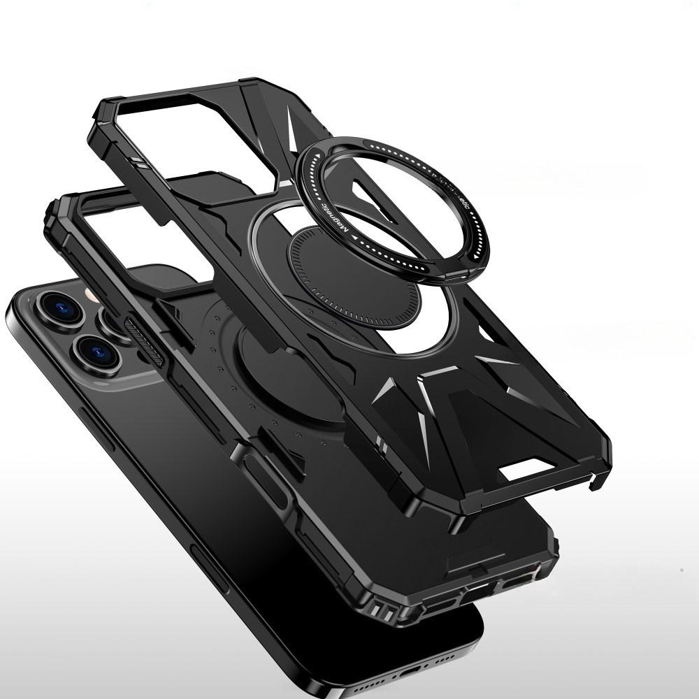 iPhone 16 Pro Max case, armored with a stand and a plate for the holder, black