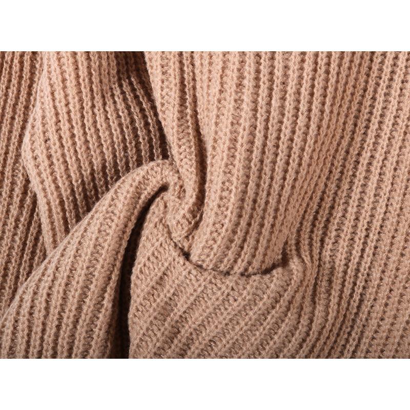 Осень и зима новый женский свободный простой пуловер круглый вырез длинный рукав вязаный повседневный свитер