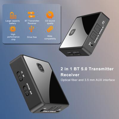 ZF-380 2 в 1 Bluetooth 5.0 Передатчик Приемник ТВ Динамик 3,5 мм AUX Оптический адаптер Аудио Музыка