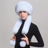 Fox Fur Hat Women's Winter Mongolian Hat Scarf Integrated Rabbit Fur Ear Protection Full Fur Winter Fur Hat Women's Winter