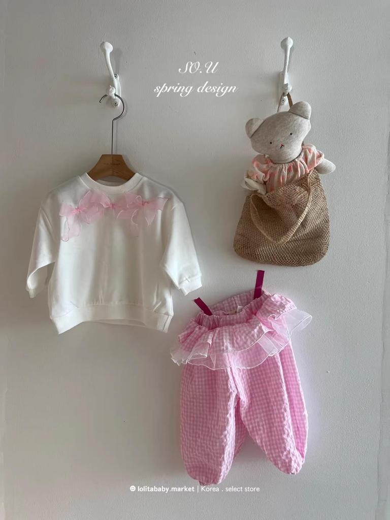 Korean Spring Style Girls' Toddler Sweet Lace Plaid Mesh Pants Skirt