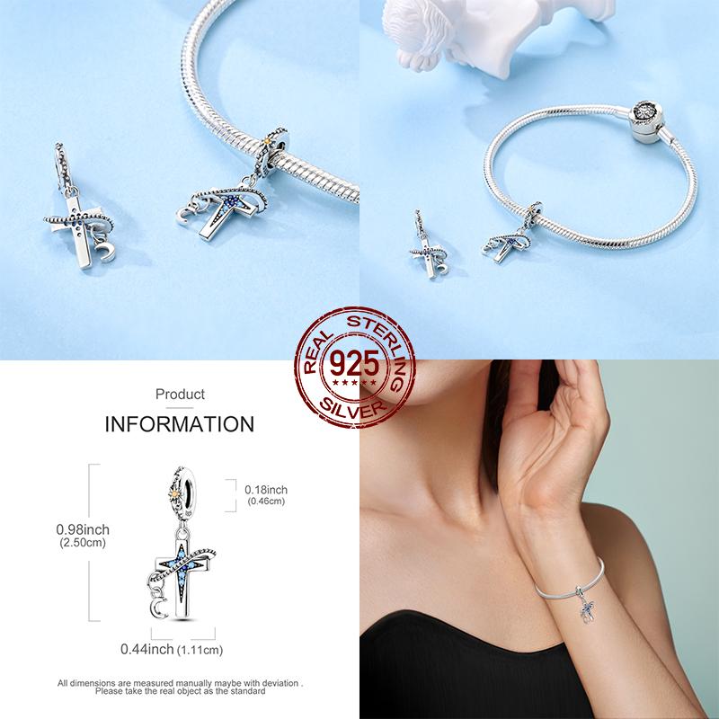 Медный шарм-подвеска Крест Ангел Святая Мать Кулон Подходит для оригинального браслета Сделай сам Женские украшения Подарок