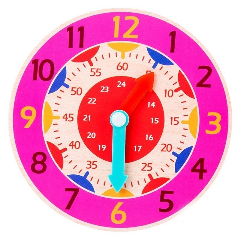1Pc Children Wooden Clock Toys Hour Minute Second Cognition Colorful Clocks Toys for Kids Early Preschool Teaching Aids