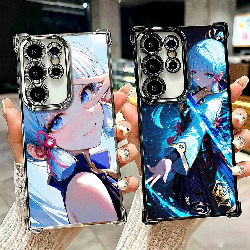 Genshin Impact Kamisato Ayaka Plating Phone Case For Samsung Galaxy S24 S25 FE S26 Edge S23 Ultra S22 S21 Plus S20 Anti-Fall Air