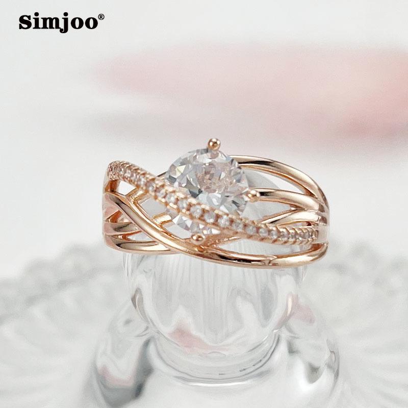 SIMJOO Кольцо с цирконом, женское многоуровневое кольцо с геометрической линией и крестом