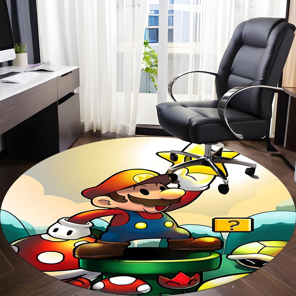 1pc Mario Adventure Office Round Area Rug, Under Office Chairs Bedroom Living Room Home Decor a1022270