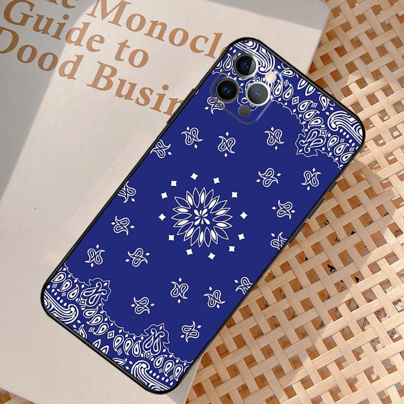 Blue Bandana Phone Case For iPhone 17 Air 15 14 13 12 11 16 Pro Max 13 12 mini 15 16 Plus 16e Cover Coque