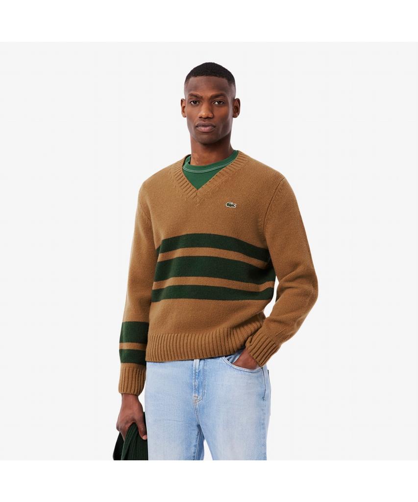 LACOSTE Men'S Striped V-Neck Sweater Ah5180-55N 9Iq